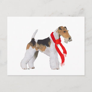 Cartão Postal De Festividades Wire Fox Terrier Natal