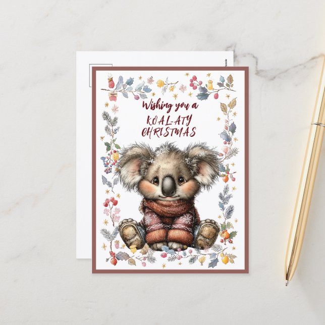 Cartão Postal De Festividades Wishing You A Merry KOAL-ATY Christmas (Frente/Verso In Situ)