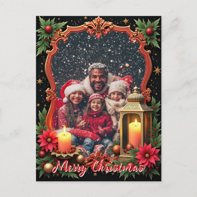 Cartão Postal De Festividades With own photo Golden Glow Greetings (Frente)