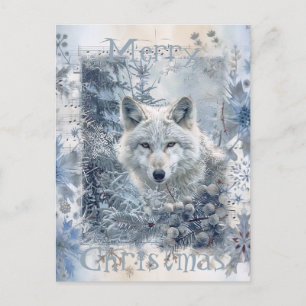 Cartão Postal De Festividades Wolf Winter Christmas