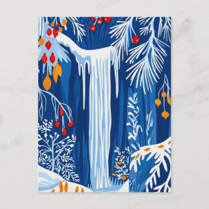 Cartão Postal De Festividades Wonderland de inverno, Queda Congelada, Arte popul
