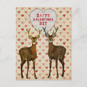 Cartão Postal De Festividades Woodsy Elk Valentines Day Postcard