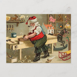 Cartão Postal De Festividades Workshop de Natal Vintage Santa Claus