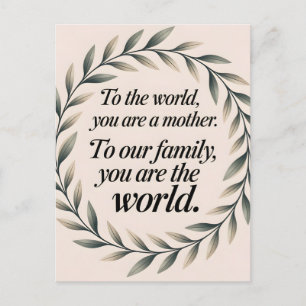 Cartão Postal De Festividades World to Our Family Dia de as mães Leaf Wreath Cot