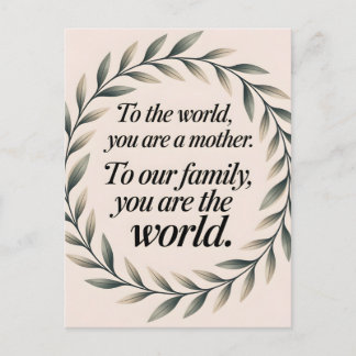 Cartão Postal De Festividades World to Our Family Dia de as mães Leaf Wreath Cot