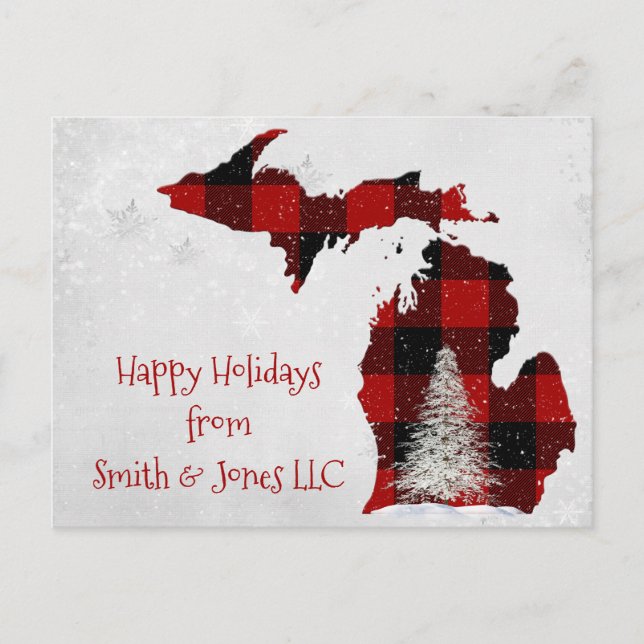 Cartão Postal De Festividades Xadrez de Buffalo de Michigan de Natal (Frente)