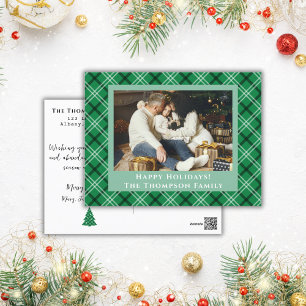 Cartão Postal De Festividades Xadrez de Buffalo Verde Um Natal para Fotografias