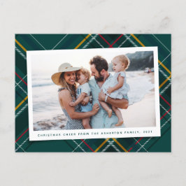Cartão Postal De Festividades Xadrez de Natal verde e festivo, uma foto