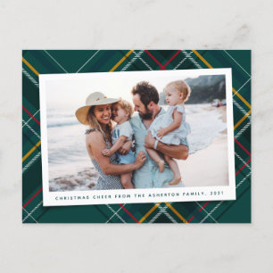 Cartão Postal De Festividades Xadrez de Natal verde e festivo, uma foto