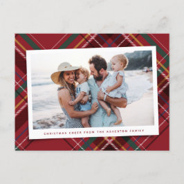 Cartão Postal De Festividades Xadrez de Natal vermelha festiva, uma foto
