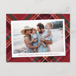 Cartão Postal De Festividades Xadrez de Natal vermelha festiva, uma foto