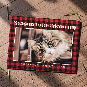 Cartão Postal De Festividades Xadrez de saudações da temporada Foto de Gato de P