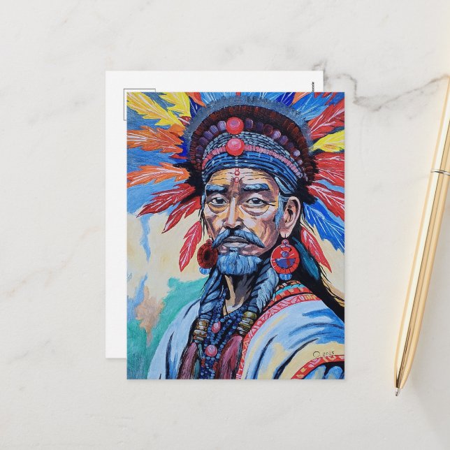 Cartão Postal De Festividades xamã, feiticeiro, protetor, amuleto, avô (Frente/Verso In Situ)