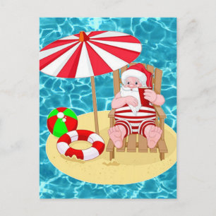 Cartão Postal De Festividades xmas Beach santa claus
