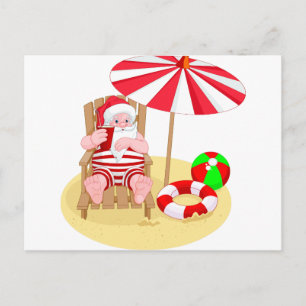 Cartão Postal De Festividades xmas Beach santa claus