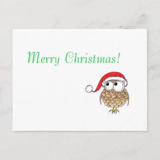 Cartão Postal De Festividades xmas-coruja, feliz cartão de posto de Natal