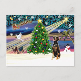 Cartão Postal De Festividades Xmas Magic-Doberman Blk-Natural