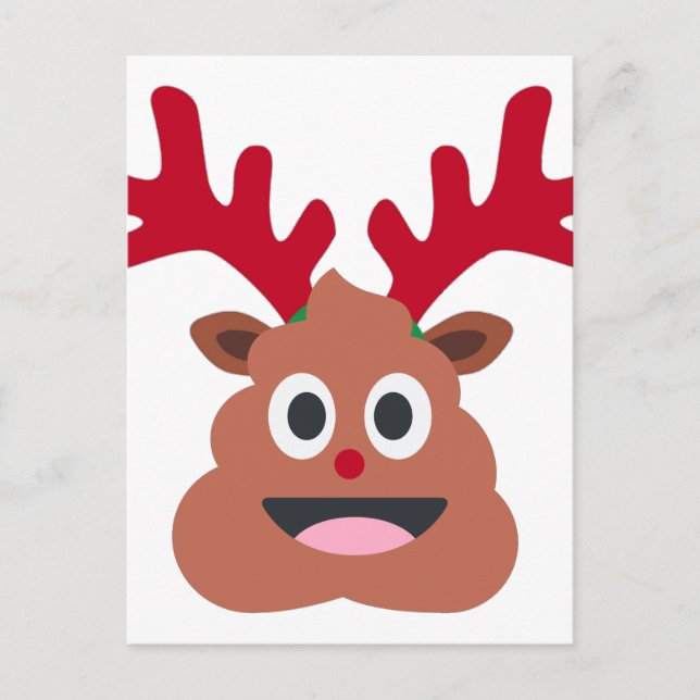 Cartão Postal De Festividades xmas reindeer poo emoji (Frente)
