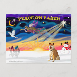 Cartão Postal De Festividades Xmas Sunrise - Shiba Inu 3