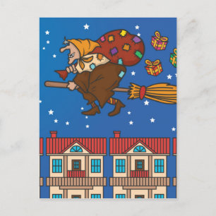 Cartão Postal De Festividades xmas witch Befana