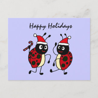 Cartão Postal De Festividades XX - Damybugs Dançantes Vestindo Papai Noel