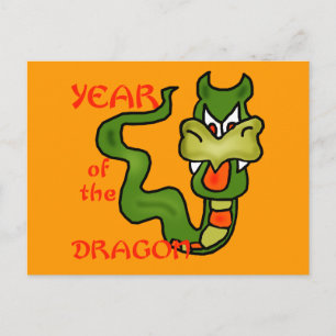 Cartão Postal De Festividades Year of the Dragon with Cartoon Dragon