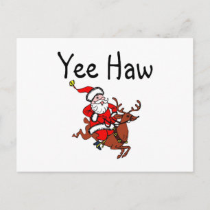 Cartão Postal De Festividades Yee Haw Cowboy Papai Noel