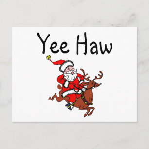Cartão Postal De Festividades Yee Haw Natal Cowboy Papai Noel
