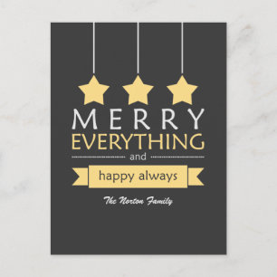 Cartão Postal De Festividades Yellow and Gray Merry Everything Holiday