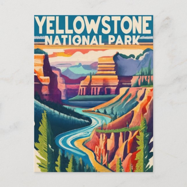 Cartão Postal De Festividades Yellowstone Nation Park Grand Canyon (Frente)