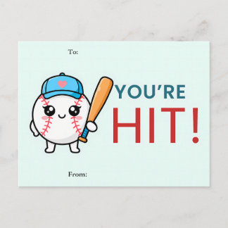 Cartão Postal De Festividades You’re a Hit Baseball Valentine Card