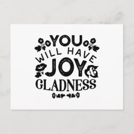 Cartão Postal De Festividades You Will Have Joy and Gladness Inspirational Quote
