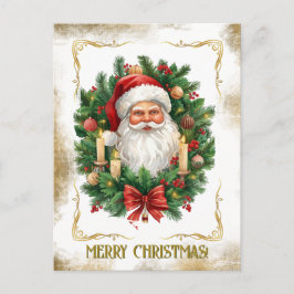 Cartão Postal De Festividades Your Family Photo Gold Vintage Santa Christmas