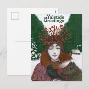 Cartão Postal De Festividades Yule Saudações