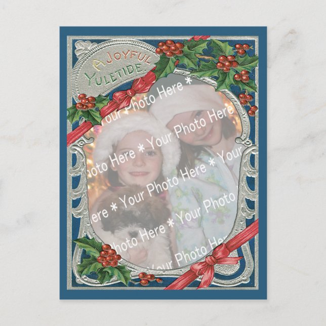 Cartão Postal De Festividades Yuletide Feliz Natal Com Sua Foto (Frente)