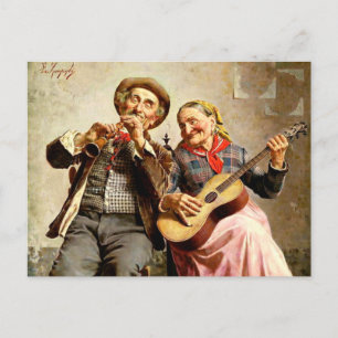 Cartão Postal De Festividades Zampighi - Música Doce, pintura vintage