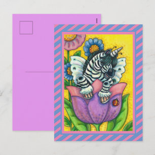 Cartão Postal De Festividades ZEBO WHIMSYNICKER, ZEBRA UNICORN Fantasy