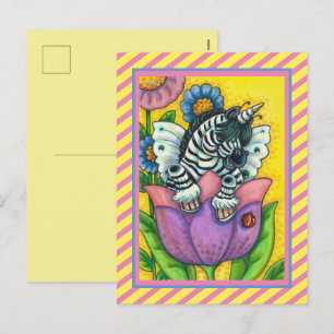 Cartão Postal De Festividades ZEBO WHIMSYNICKER, ZEBRA UNICORN Fantasy