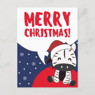 Cartão Postal De Festividades Zebra Natal Zebras Animais de Inverno Postagem de