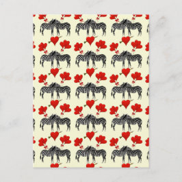 Cartão Postal De Festividades Zebras e namorados românticos do coração do amor
