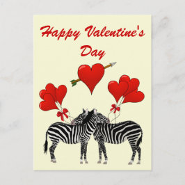 Cartão Postal De Festividades zebras românticas e Namorados de copas