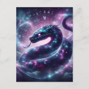Cartão Postal De Festividades Zodíaco da Galáxia da Serpente Cósmica Astrologia