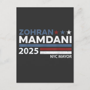 Cartão Postal De Festividades Zohran Mamdani Para Prefeito de NYC EUA Democratas