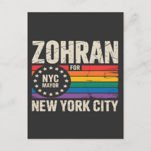 Cartão Postal De Festividades Zohran Mamdani Para Prefeito de NYC LGBTQ Democrat