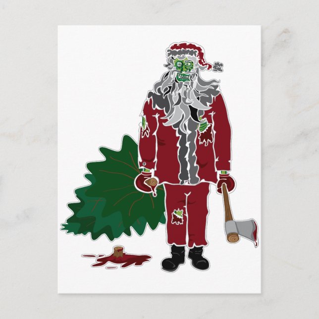 Cartão Postal De Festividades Zombi Papai Noel (Frente)