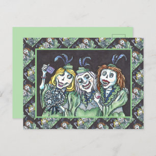 CARTÃO POSTAL DE FESTIVIDADES ZOMBIE BRIDESMAIDS AMÁVEL TOMANDO UMA SELFIE