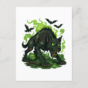 Cartão Postal De Festividades Zombie Hound do Baskervilles - Horror de Cartoon