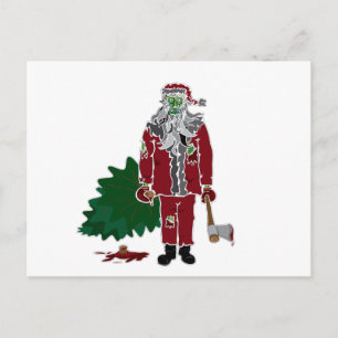 Cartão Postal De Festividades Zombie Santa Claus