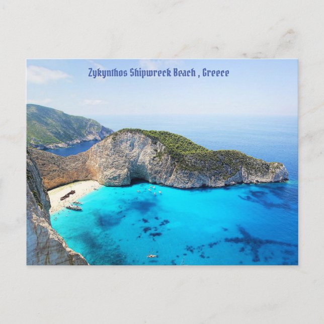 Cartão Postal De Festividades Zykynthos Shipwreck Beach, Grécia (Frente)