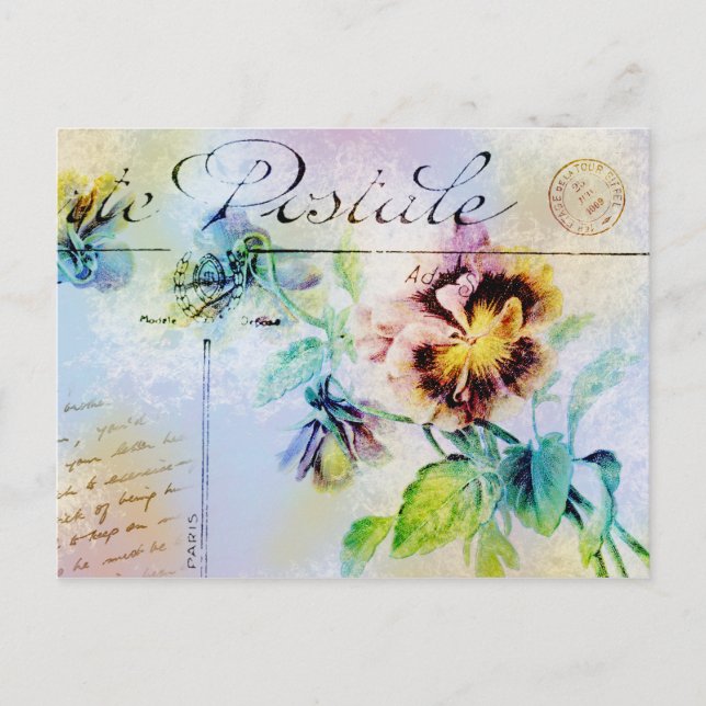 Cartão postal de flor de algodão embebido PERSONAL (Frente)